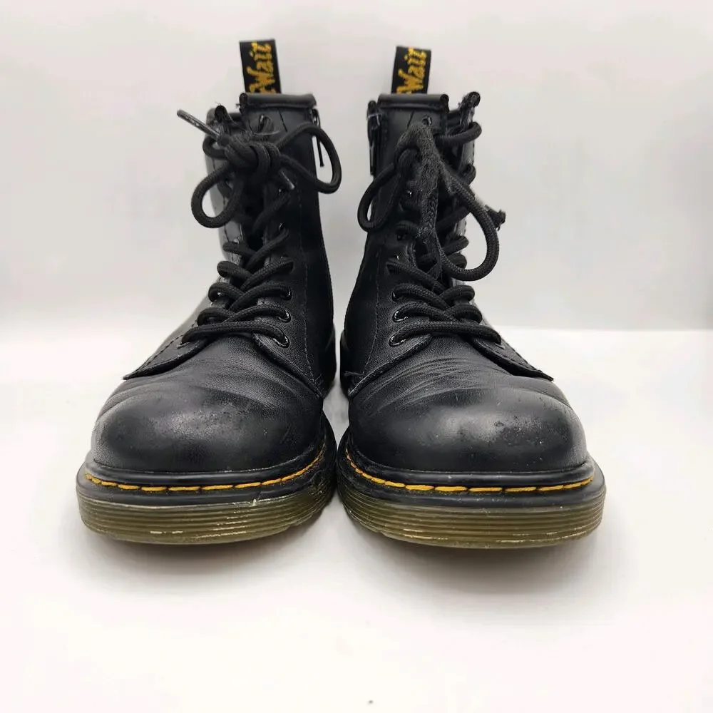 Dr. Martens Junior 1460‎ Softy T Leather Lace Up Boots Kids Size 3 Black